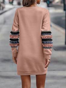 SHEIN LUNE 幾何印花落肩袖衛衣洋裝 - 淺粉色 - 查看 2