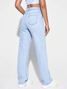 SHEIN EZwear High Waisted Light Wash Jeans - Light Wash - View 2