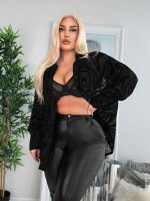 SHEIN SXY 大碼襯衫 - 黑色 - 查看 3