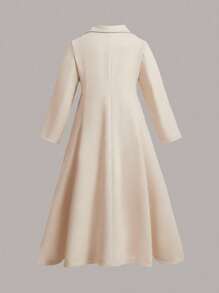 Flirla Plus Lapel Neck Double Breasted Overcoat, For Winter - Apricot - View 2