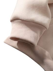 INAWLY Bear & Slogan Graphic Drawstring Thermal Lined Hoodie BEAUTIFUL HANG ON TO YOUR DREAMS KNOWLEDGE IS POWER,Long Sleeve Tops Pullover Fall Outfit - Khaki - View 3