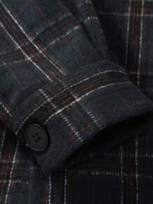 Manfinity Homme Shacket Para Hombre Con Estampado De Cuadros Suelto Y Bolsillos Con Solapa - Negro - Ver 4