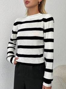 SHEIN Striped Pattern Round Neck Sweater
