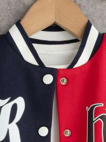 Chàng trai trẻ 1 Miếng Đồ họa Chữ cái Khối màu Áo khoác Đại học Đối với Giáng sinh - Nhiều màu - Xem 3