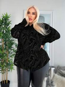 SHEIN SXY 大碼襯衫 - 黑色 - 查看 1