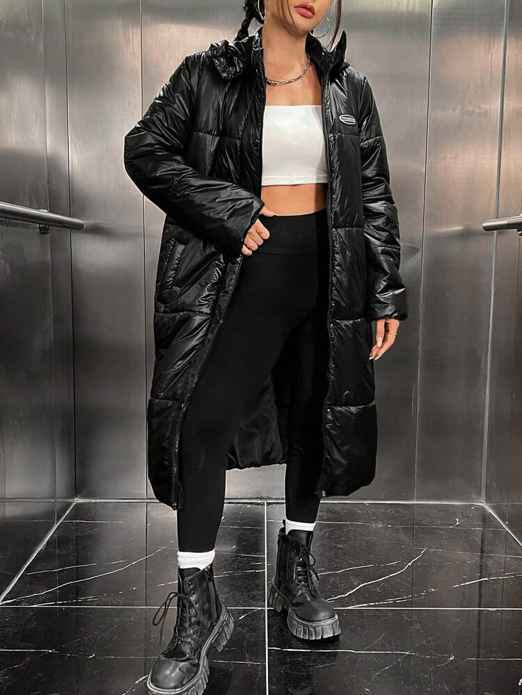 Women's Shiny Puffer Hooded Jacket