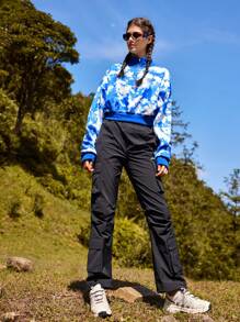 In My Nature Tie Dye Half Zip Crop Outdoor Sweatshirt - Multicolor - View 4