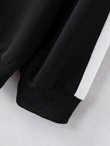 Aesthetic Post Nam Plus Đồ họa Chữ cái Tương phản Đường may bên Dây rút Áo Hoodie & Quần thể thao - màu đen - Xem 4