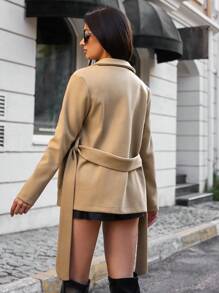 RueChic Flap Pocket Belted Blazer - Camel - View 2