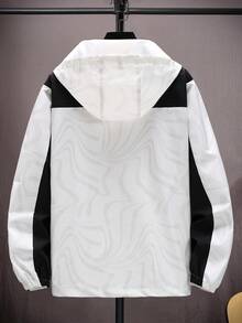 Manfinity Hypemode 男士拼色拉鍊束口帽風衣（不含上衣） - 白色 - 查看 2