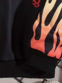 Tween Boy Fire & Slogan Graphic Thermal Hoodie
