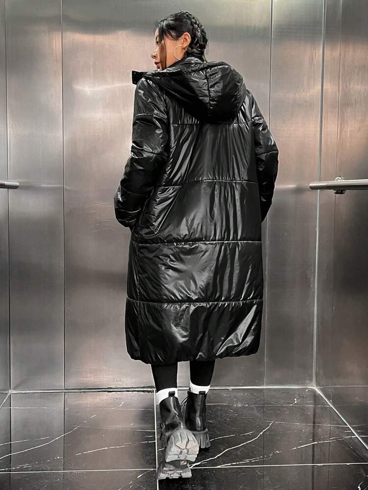 Women's Shiny Puffer Hooded Jacket