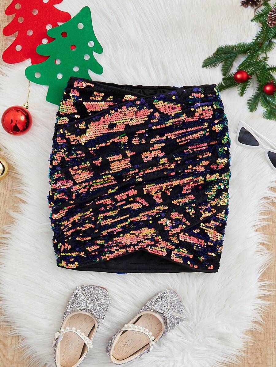 Cô gái Tween Đồ trang trí tấm lóng lánh Viền ven Viền hoa tulip Váy - Nhiều màu - Xem 1