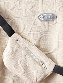 Tween Boy Letter Embossed Patched Detail Pullover & Sweatpants & Bag - Apricot - View 4