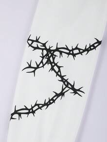 Manfinity LEGND Men Letter Graphic Kangaroo Pocket Drawstring Hoodie - White - View 7