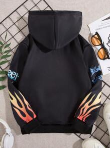 Tween Boy Fire & Slogan Graphic Thermal Hoodie