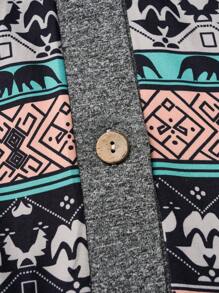 EMERY ROSE Talla grande Vestido con capucha con estampado geométrico bajo con fruncido - Multicolor - Ver 5