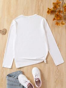 Tween Girl Heart Print Tee - White - View 2