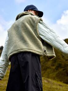 In My Nature 二合一拉鍊戶外搖粒絨夾克 - 軍綠色 - 查看 2