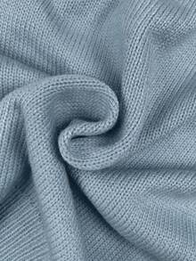 SHEIN Unity Chất rắn Dây kéo Vá Túi Áo len Mở - Màu xanh nhạt - Xem 5