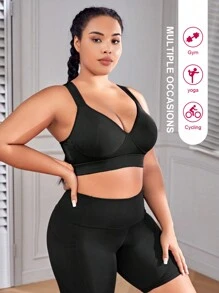 Easithlete Plus Medium Support High Stretch Sports Bra - Black - View 5