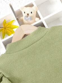 SHEIN 女小童荷葉邊小高領洋裝附腰帶 - 綠色 - 查看 5