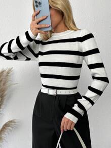 SHEIN Striped Pattern Round Neck Sweater