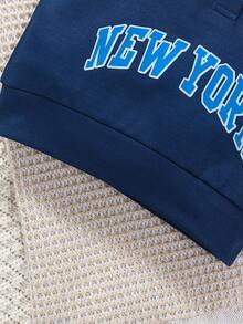 Baby Girl Letter Graphic Contrast Collar Sweatshirt - Khaki - View 5