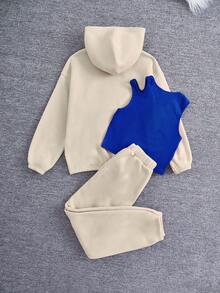 Tween Girl Letter Graphic Hoodie & Sweatpants & Tank Top - Multicolor - View 2