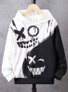 SHEIN Tween Boy Cartoon Graphic Two Tone Sweatshirt - Multicolor - View 1