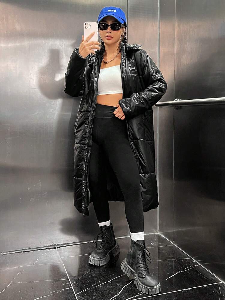 Women's Shiny Puffer Hooded Jacket