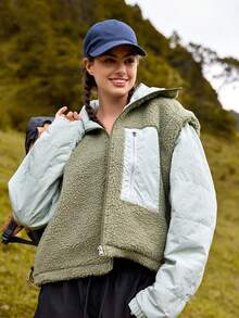 In My Nature 二合一拉鍊戶外搖粒絨夾克 - 軍綠色 - 查看 6