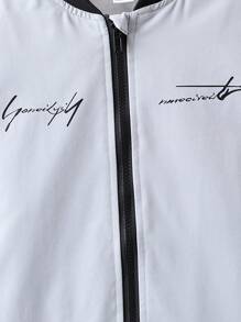 Tween Boy Letter Graphic Patch Detail Bomber Jacket Without Tee - Grey - View 4