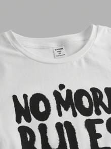 Tween Girl Slogan Graphic Crop Tee & Flap Pocket Pants