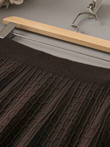 EMERY ROSE Plus Solid Flare Textured Knit Skirt - Coffee Brown - View 3