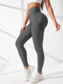 SHEIN Sport Studio Barwione legginsy sportowe z szerokim pasem