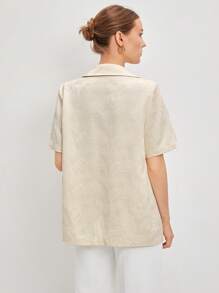 BizChic Lapel Collar Flap Detail Blazer - Apricot - View 2