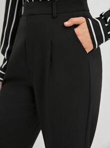 BizChic Women's High Waist Straight Leg Cropped Pants, Romantic Elegant Daily Fashion Versatile Business Casual, Suitable For Office, Business, Casual Wear, Teacher Attire In Fall/Winter - Black - View 7