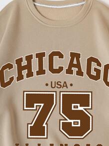 INAWLY Plus Letter Graphic Thermal Lined Sweatshirt, For Winter Graduation,Back To School,Graduation,Teacher For Women,Back To School Pullover Fall Autumn - Khaki - View 3