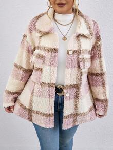 Calvaya 秋冬季大码格子毛绒休闲夹克 - 彩色 - 查看 6