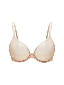 Ocili Sutien de damă de culoare solidă cu fire de oțel lenjerie - Caisă - Vizualizare 1