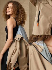 In My Nature 女式插肩袖单排扣连帽户外风衣夹克冬季女式上衣