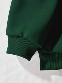 SHEIN EZwear Plus Slogan Graphic Thermal Lined Sweatshirt - Dark Green - View 5