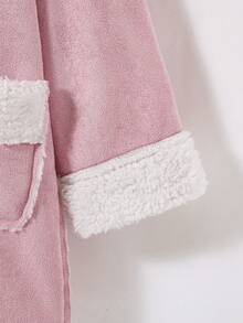 SHEIN 少女雙排扣3d耳朵設計帽風衣 - 淺粉色 - 查看 6