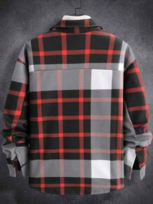 Extended Sizes Men Plus Plaid Print Flap Pocket Overcoat - Multicolor - View 2