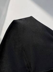 SHEIN EZwear 素色彈性腰帶緊身打底褲 - 黑色 - 查看 7