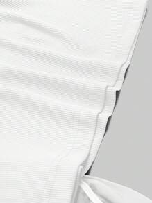 Aveloria Rosie 单肩荷叶边褶饰短款抹胸节日派对服装可爱有趣的衬衫 - 白色 - 查看 5