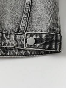 SHEIN Explorewe Chico joven Cazadora mezclilla desgarro - Gris - Ver 8