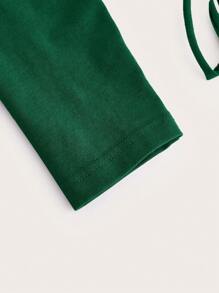 SHEIN ICON 鏤空前抽繩短款T恤 - 墨綠色 - 查看 3