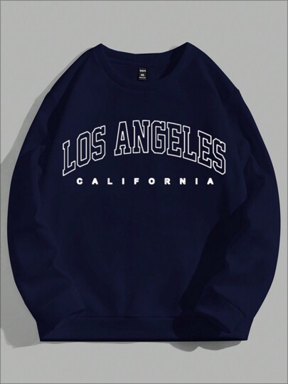 EURMUSE Men Letter Graphic Drop Shoulder Sweatshirt